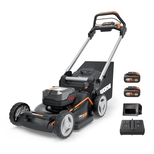 WORX WG749E Akku Rasenmäher 40V (2x20V) PowerShare, Radantrieb, Kraftvoller Bürstenloser Motor, 46cm Schnittbreite, 7 Schnitthöhen inkl