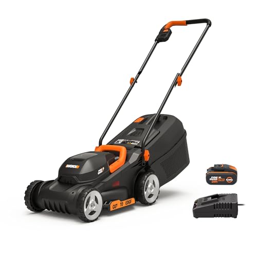 WORX WG730E Akku-Rasenmäher 20V - kraftvoller bürstenloser Motor - ideal für Gärten bis zu 200m² - 30cm Schnittbreite - Cut-to-Edge