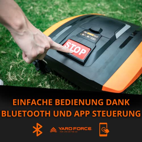 Yard FORCE Mähroboter EasyMow 260B bis zu 260 qm - Selbstfahrender Rasenmähroboter, einfache Bedienung, Bluetooth- und App-Steuerung