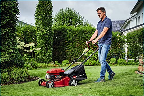 Einhell Benzin-Rasenmäher GC-PM 40/2 (2 kW, 1 Zylinder, 4-Takt-Motor, Hubraum 132 cm³, 45 L Fangsack mit Füllstandsanzeige, Schnittbreite 40 cm