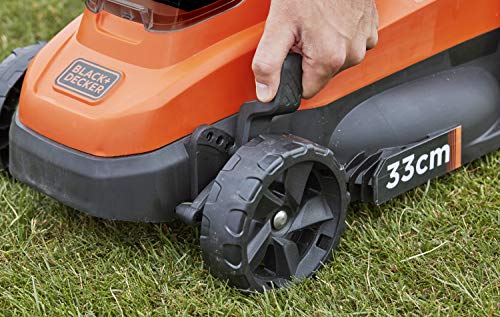 Black+Decker Akku-Rasenmäher BCMW3318N (betrieben mit 2X 18V Akkus, 33 cm Schnittbreite, für kleine und mittlere Rasenflächen bis 250 m²