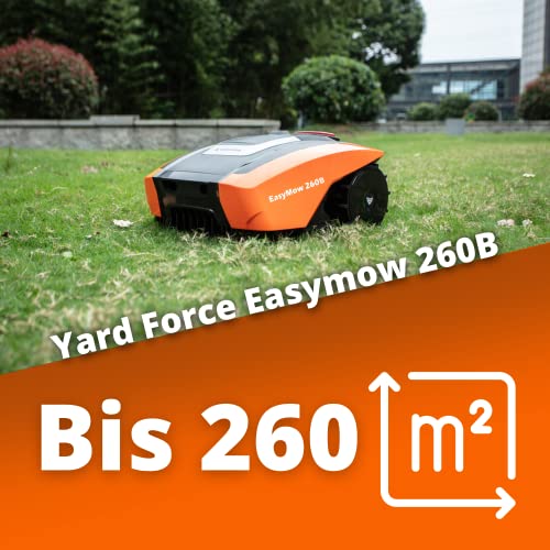 Yard FORCE Mähroboter EasyMow 260B bis zu 260 qm - Selbstfahrender Rasenmähroboter, einfache Bedienung, Bluetooth- und App-Steuerung