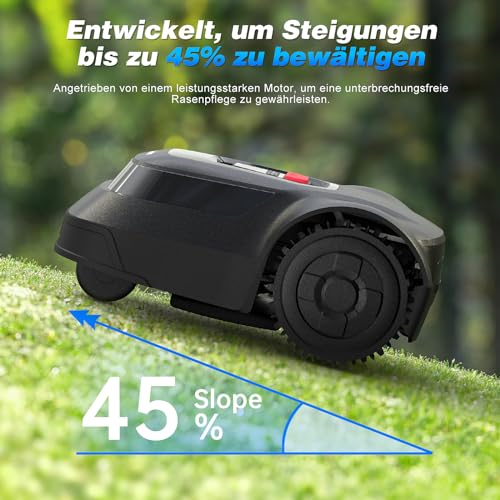 Mähroboter, 2.4 G WiFi oder Bluetooth-Verbindung, Steuerung über APP, 500 m², Intelligente Routenplanung, Einstellung des Verbotenen Bereichs