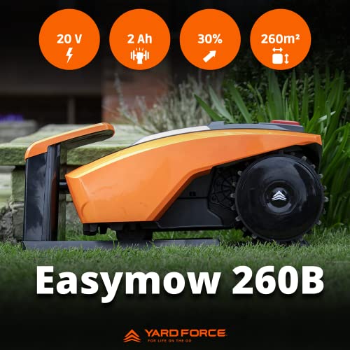 Yard FORCE Mähroboter EasyMow 260B bis zu 260 qm - Selbstfahrender Rasenmähroboter, einfache Bedienung, Bluetooth- und App-Steuerung