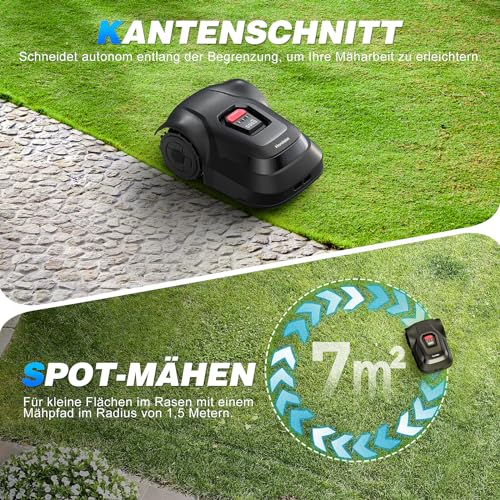 Mähroboter, 2.4 G WiFi oder Bluetooth-Verbindung, Steuerung über APP, 500 m², Intelligente Routenplanung, Einstellung des Verbotenen Bereichs