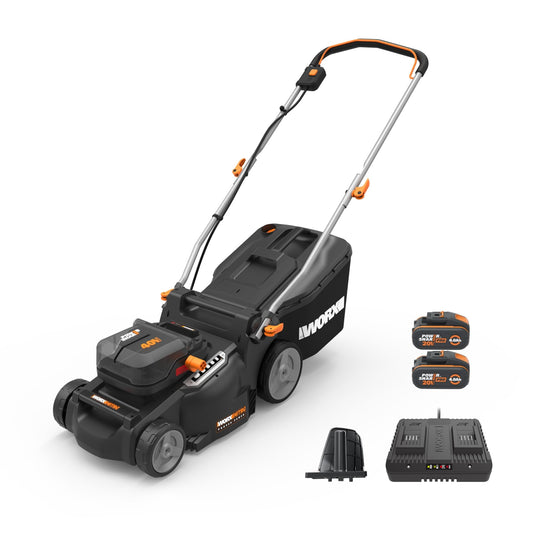 WORX WG737E Nitro Akku-Rasenmäher 40V(2x20V) - leistungsstarke bürstenloser Motor - 37cm Schnittbreite - 6 Schnitthöhenstufe (20-70mm)