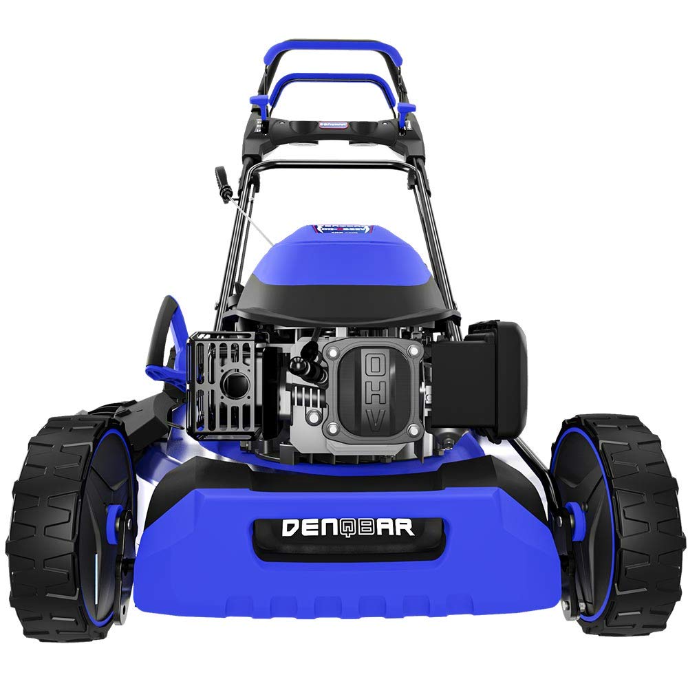 DENQBAR Benzin-Rasenmäher DQ-R53EV, 9-in-1, E-Start, Gangwahl, 53 cm Schnittbreite, Mulcher, Mäher, Radantrieb, Grasfangkorb 65 L