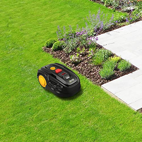 LANDXCAPE Mährobot LX799 für bis zu 300m² & 25% Steigung Automatischer Rasenmäher mit Seitenlast-Digitalanzeige 3-Messer-Schneid-/Mulchsystem