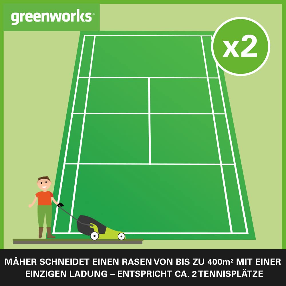 Greenworks G40LM35 Kabelloser Akku Rasenmäher - Für Flächen bis zu 400 m², 35 cm Schnittbreite, 40-Liter-Sack OHNE 40-V-Akku und Ladegerät, 3 Jahre Garantie