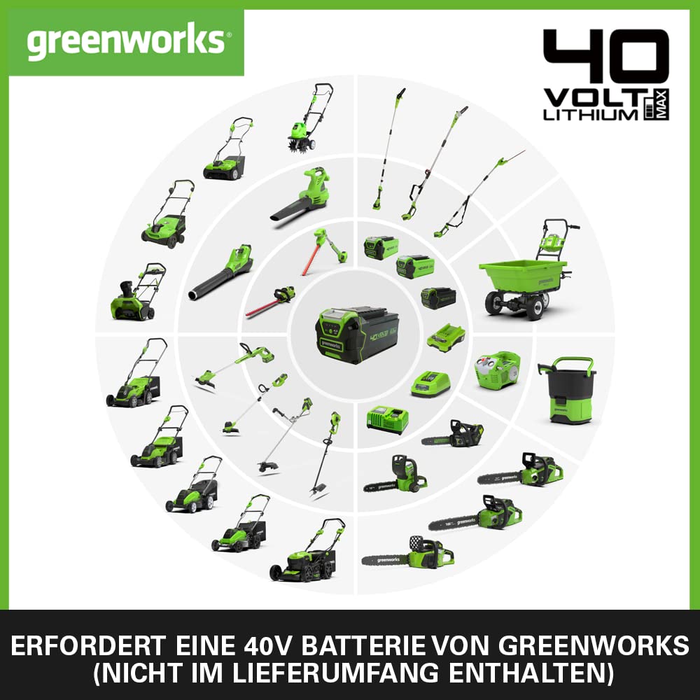 Greenworks G40LM35 Kabelloser Akku Rasenmäher - Für Flächen bis zu 400 m², 35 cm Schnittbreite, 40-Liter-Sack OHNE 40-V-Akku und Ladegerät, 3 Jahre Garantie