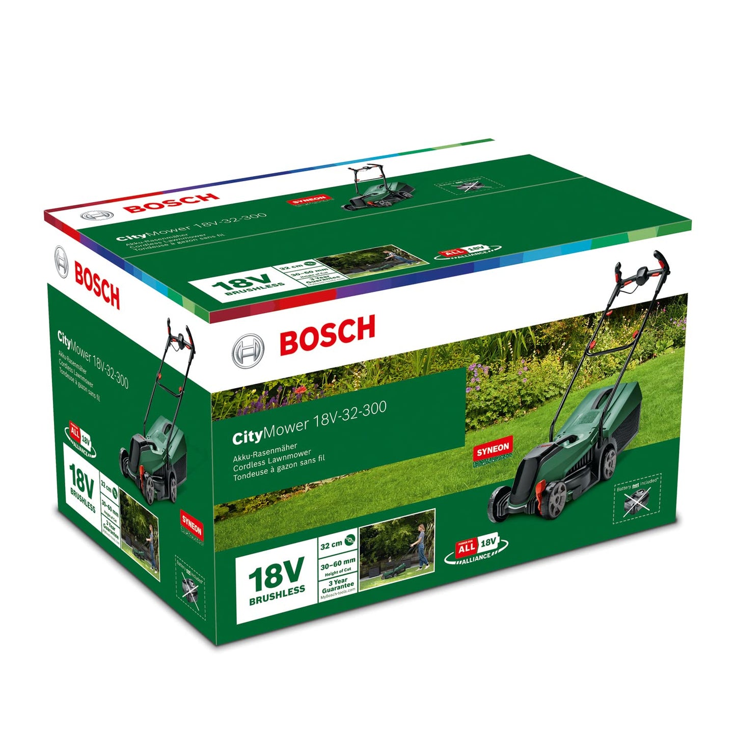 Bosch Home and Garden Bosch Akku-Rasenmäher CityMower 18V-32-300 (18 Volt System, P4A System, 1x Akku 4,0 Ah, Bürstenloser Motor