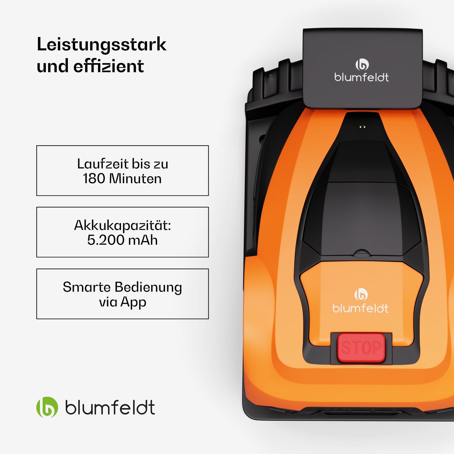 Blumfeldt Garten Rasenmäher-Roboter - Smarter Mähroboter mit unglaublicher 1400 m2 Mähkapazität, ausgestattet mit KRÄftigem Lithium-Ionen-Akku