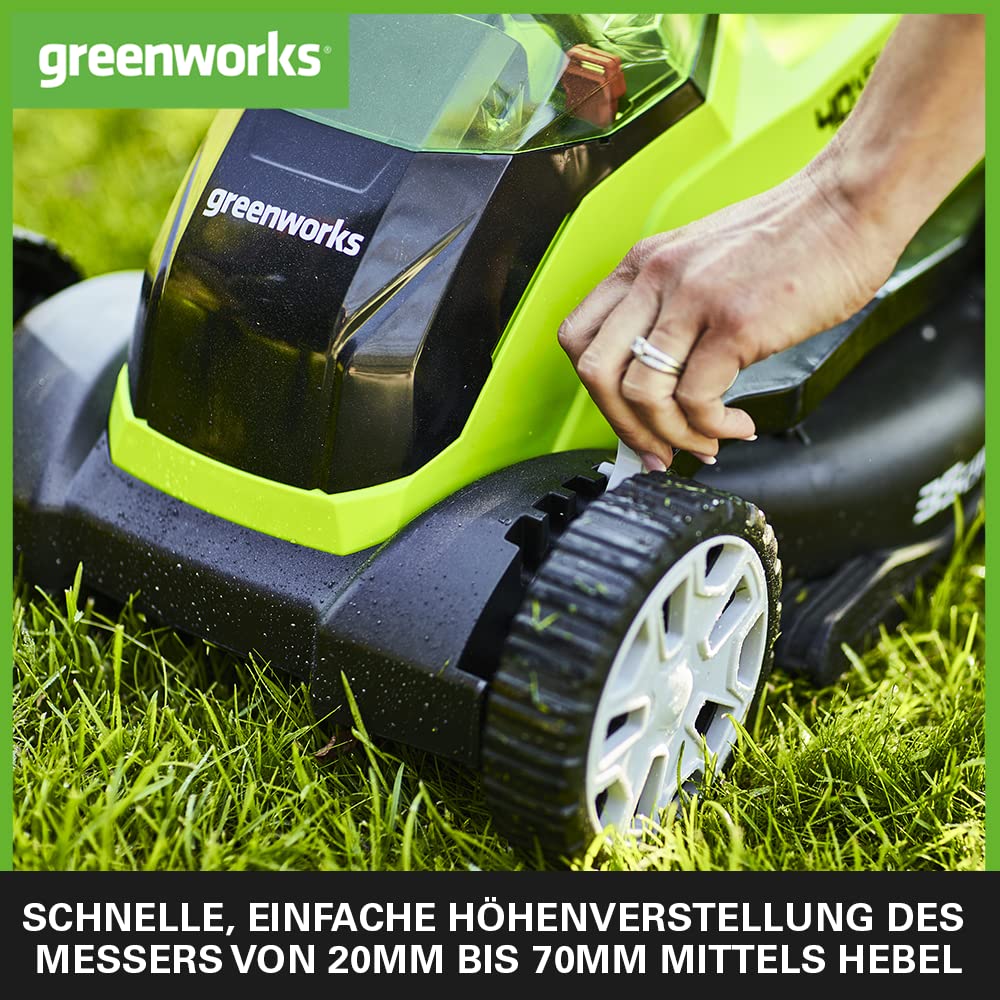 Greenworks G40LM35 Kabelloser Akku Rasenmäher - Für Flächen bis zu 400 m², 35 cm Schnittbreite, 40-Liter-Sack OHNE 40-V-Akku und Ladegerät, 3 Jahre Garantie