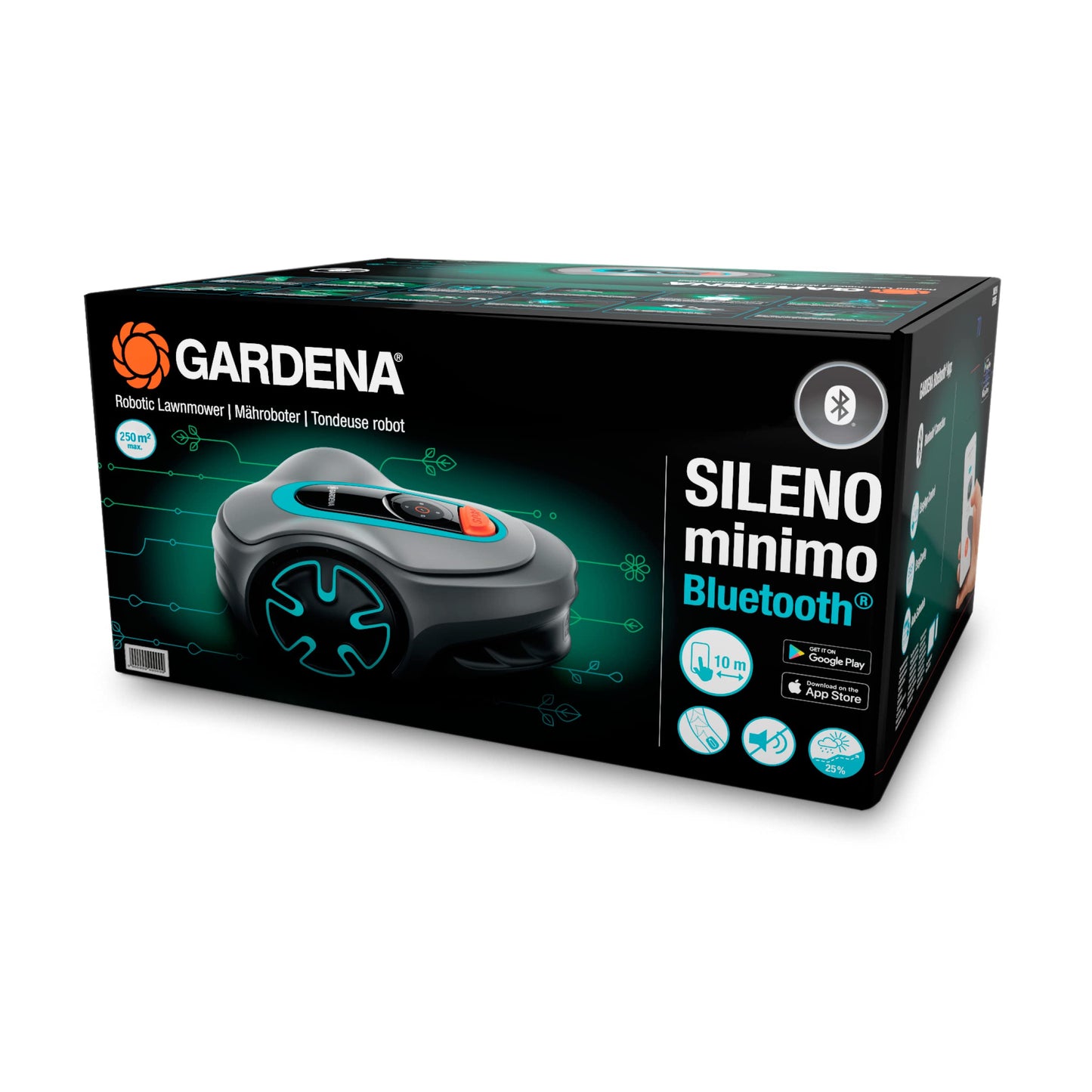 Gardena Mähroboter SILENO minimo 250 m²: intelligenter Rasenmäher mit optimaler Konnektivität, mit Gardena Bluetooth App programmierbar, DE-Version (15201-20)