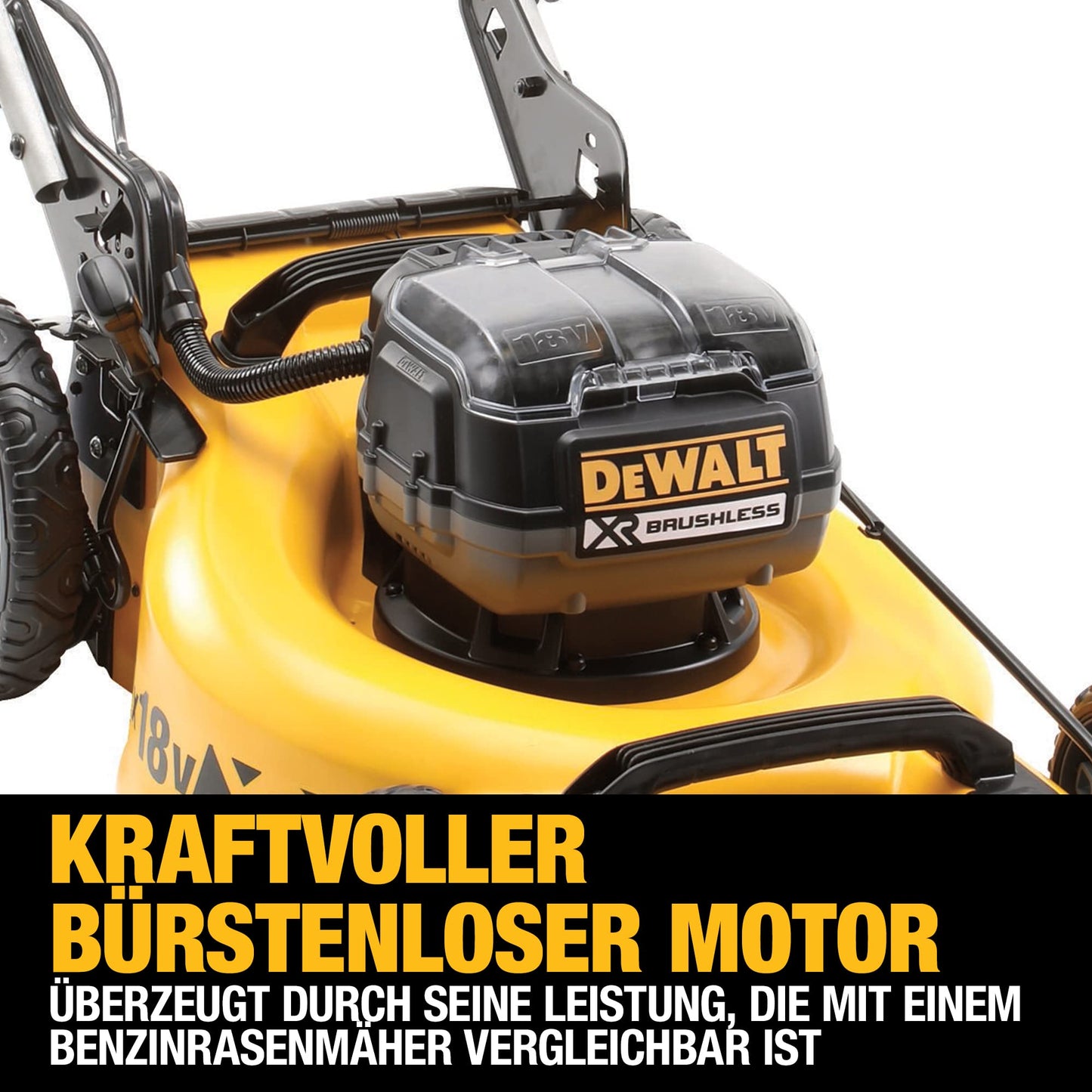 DEWALT Akku-Rasenmäher (18V, 48 cm Schnittbreite, für große Grundstücke (bis 800m²), mit Mulchfunktion