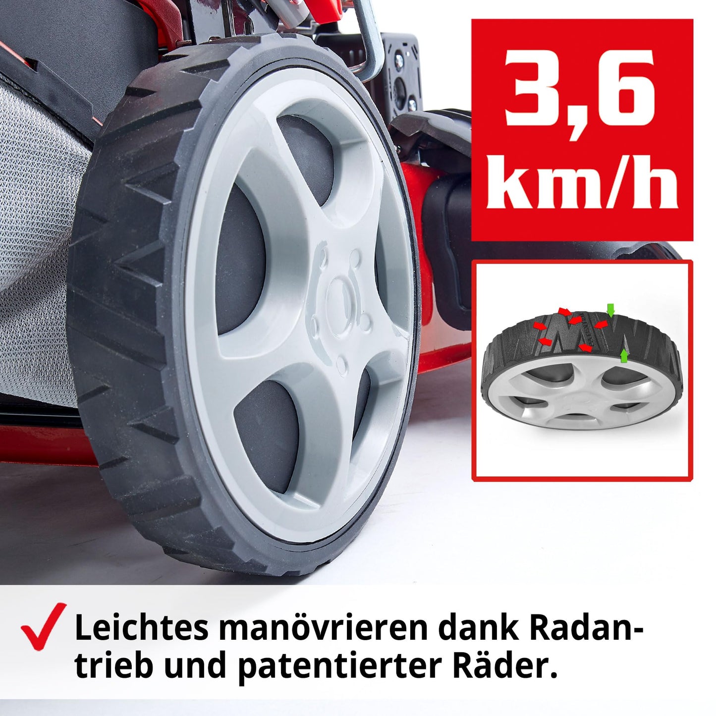 HECHT 5-IN-1 Benzin Rasenmäher – leistungsstarker 4 Takt Eco Motor 4,4 kW (6,0 PS) – Seilzug Starter – mit 53 cm Schnittbreite – 75 l Fangkorb – Radantrieb