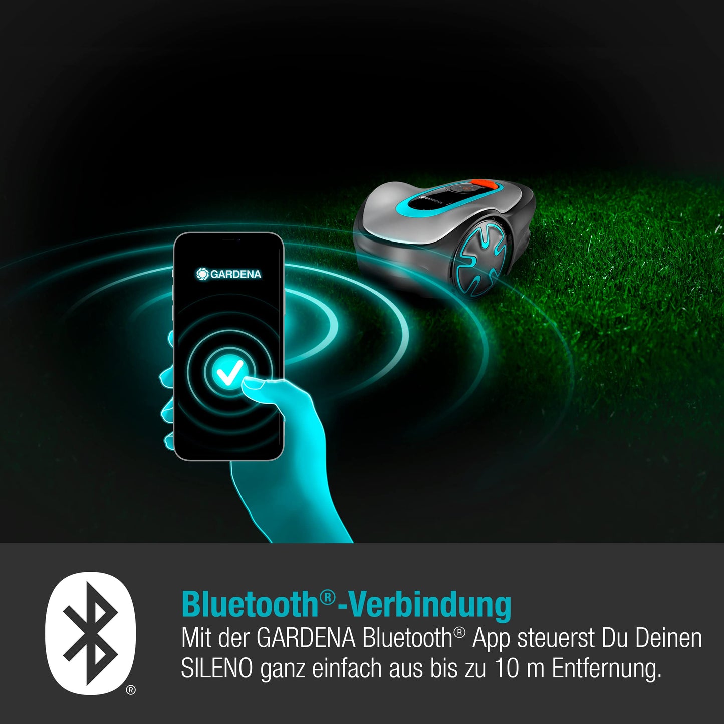 Gardena Mähroboter SILENO minimo 250 m²: intelligenter Rasenmäher mit optimaler Konnektivität, mit Gardena Bluetooth App programmierbar, DE-Version (15201-20)