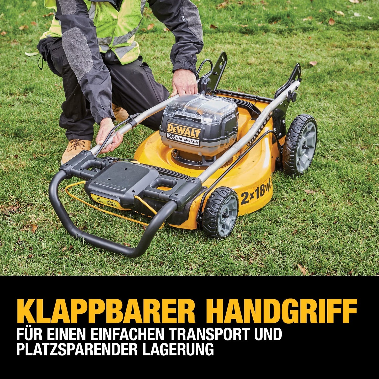 DEWALT Akku-Rasenmäher (18V, 48 cm Schnittbreite, für große Grundstücke (bis 800m²), mit Mulchfunktion