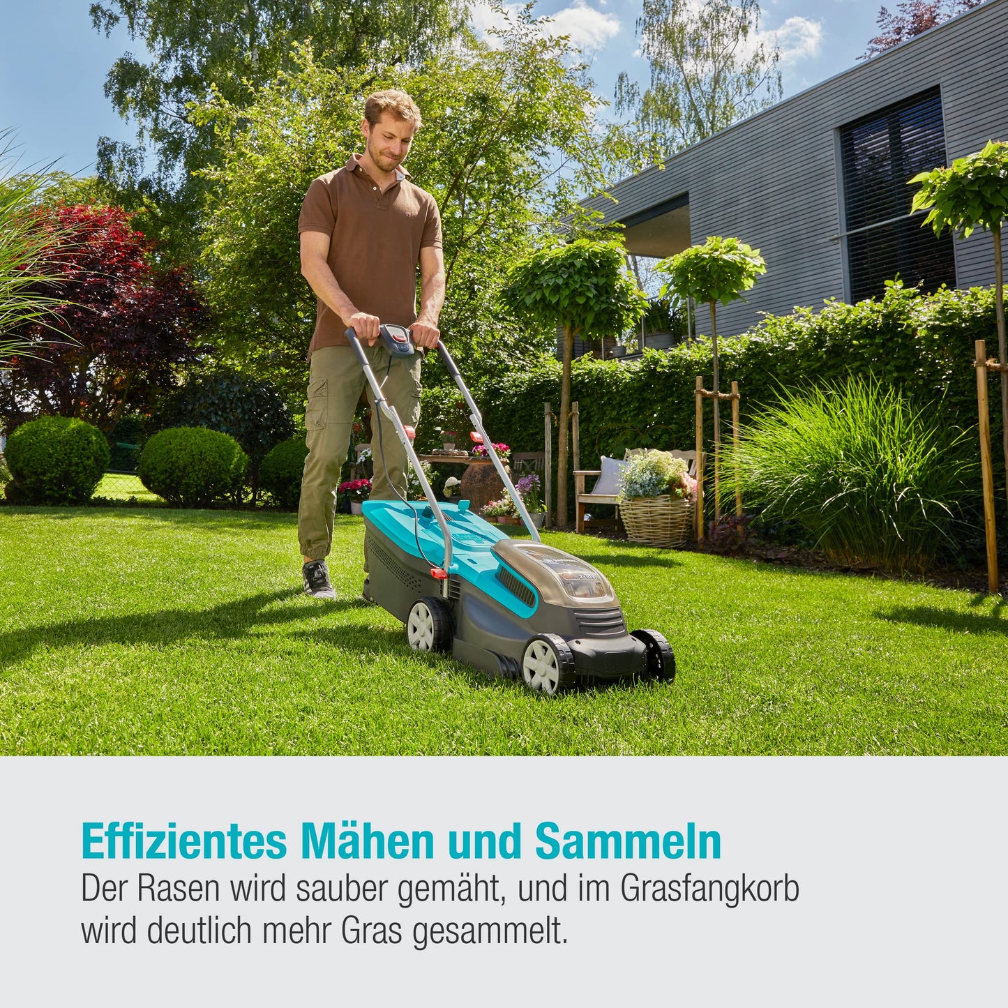 Gardena Akku-Rasenmäher PowerMax 32/36V P4A Ready-to-Use Set: Rasenmäher bis 200 m², 32 cm Schnittbreite, 30 l Fassungsvolumen